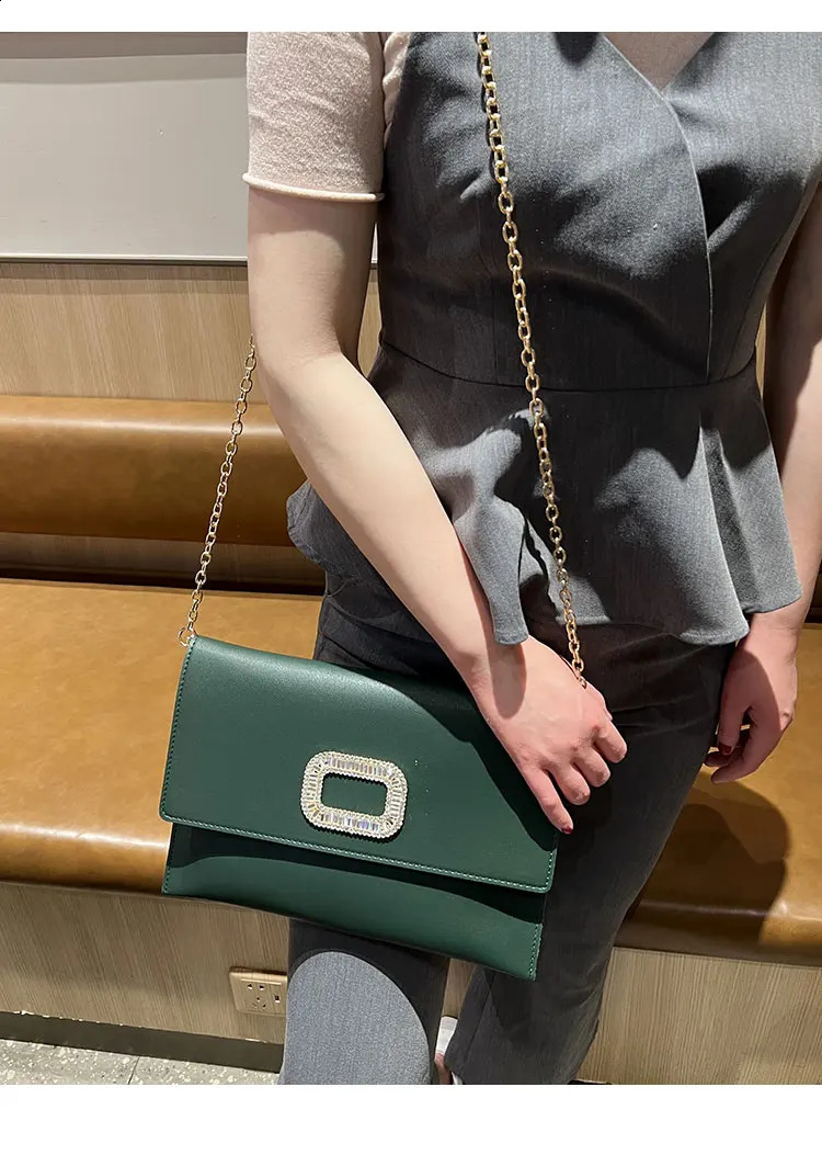 NIGEDU Design Women Envelope Clutch Leather Chains Ladies Shoulder Bag female evening Clutches diamonds Party dinner bag yellow 240729