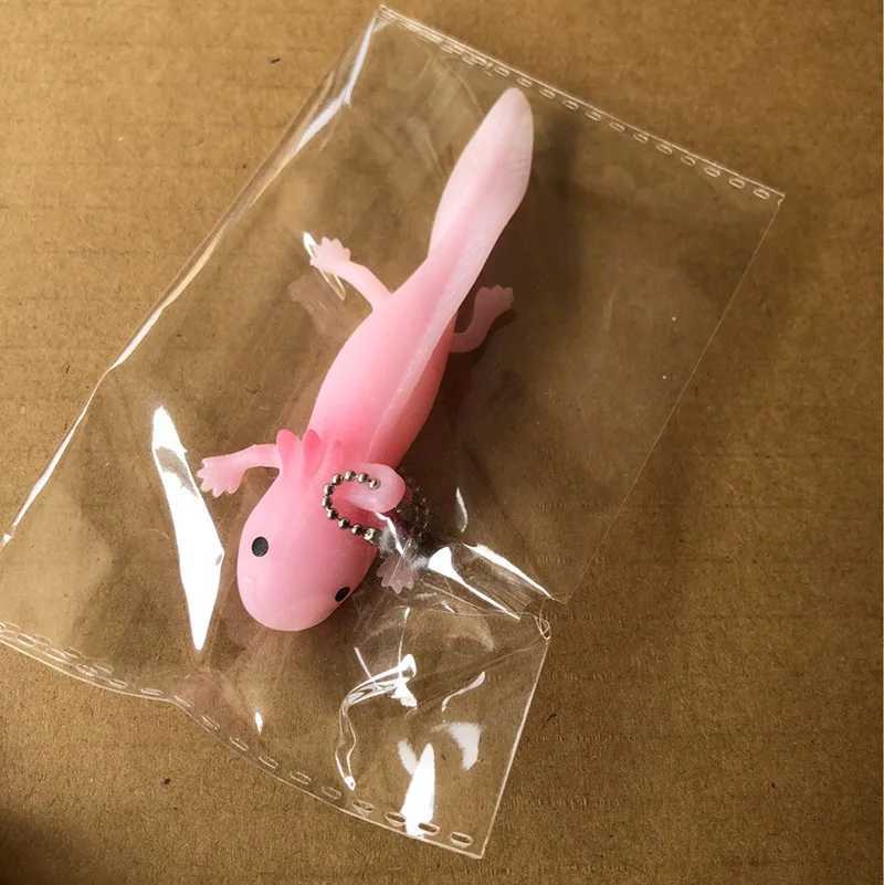 Axolotl Keychain Kawaii Newt Salamander Baby Fish Kneading Toy Decompression Squeezing Bag Mobile Phone Key Chain PendantL240729