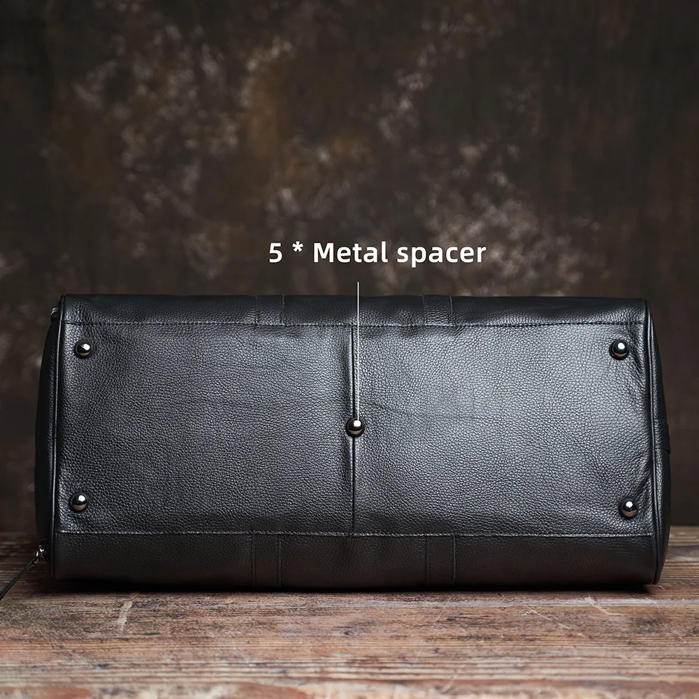 Mens Travel Bag Genuine Leather Casual Hand Luggage Bag High Capacity Duffle Shoulder Shoe Pocket For 17 Inch Laptop NUPUGOO 240729