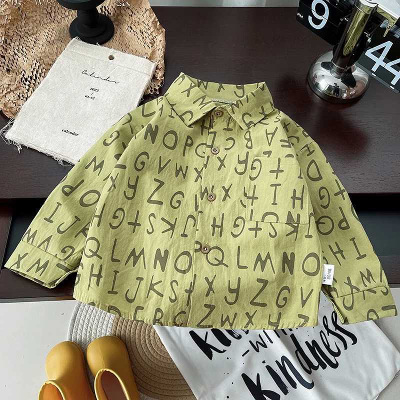 Childrens shirts spring thin shirts baby boy stripes cotton tops long sleeved shirts for children aged 1 2 3 and 4W240729