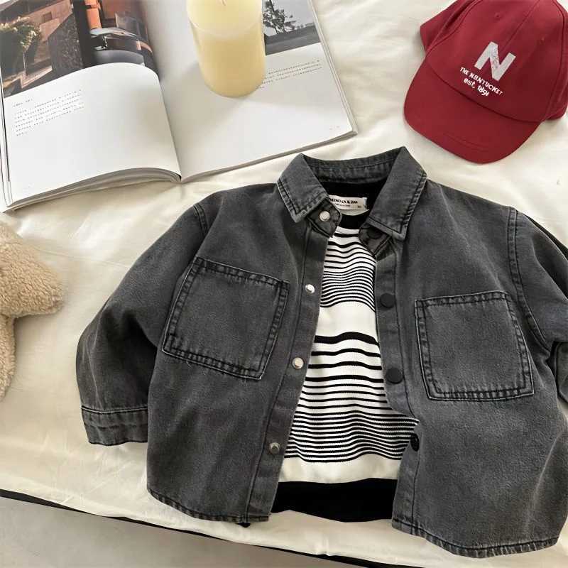 Boys babies children shirts jackets outerwear pure cotton 2024 classic jeans spring and autumn shirts youth jackets childrens jacketsW240729