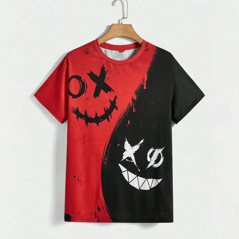 Summer shirts t shirt Street Fashion T-Shirt For Men Short Sleeve Hip Hop Print Tee Handsome Male T Shirt