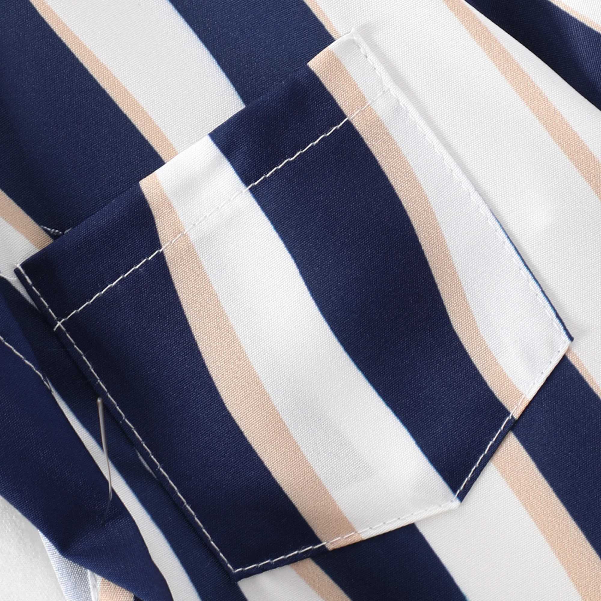 Summer boys new childrens clothing short sleeeved lapel striped shirt casual minimalist top 8 9 10 11 12 13 14 yearsW240729