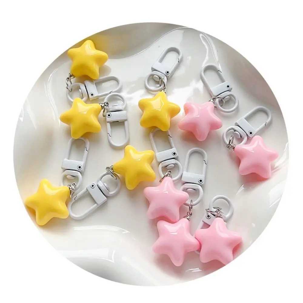 Stars Yellow Pink Stars Keychain Cute Soft Pentagram Chubby Yellow/Pink Fun DecorativeL240729
