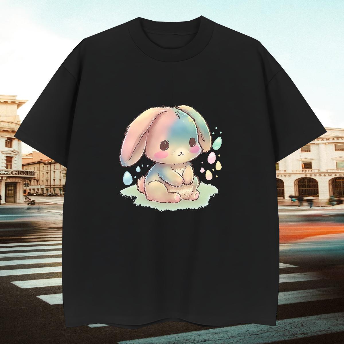 TOP Quality Men Clothes T-Shirt 230g 100% Cotton Daily Outfit rabbit Custom Print Oversized Breathable Crew Neck Brand T Shirt For Man Clothings