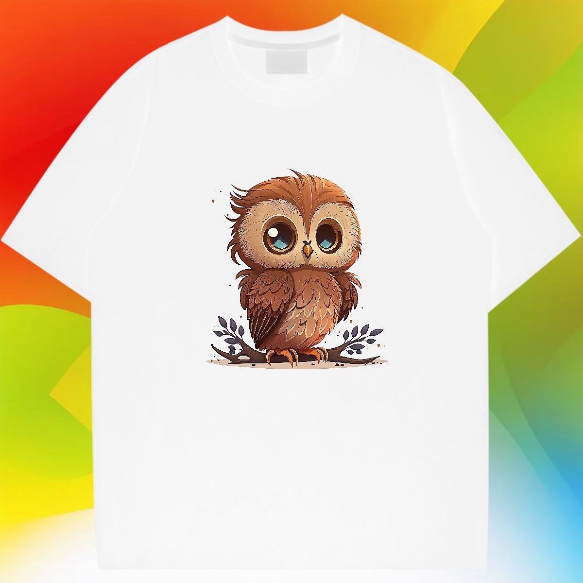 Soft Men Tops Tees 230g 100% Cotton Hip Hop Owl DIY Printed Short Sleeve O-Neck 2024 New T Shirts Men Tops Shirt