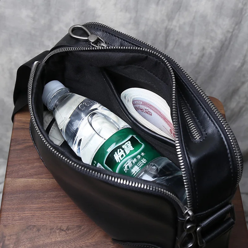 Leather single shoulder cross body bag mens handmade denim small pocket with retro casual on the top 240808