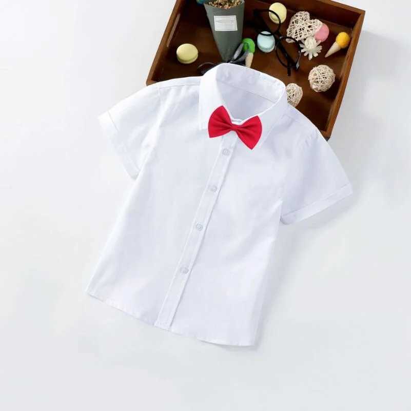 Summer uniforms for infants toddlers teenagers boys boys shirts white short sleeves collars childrens tops boys school uniformsW240729