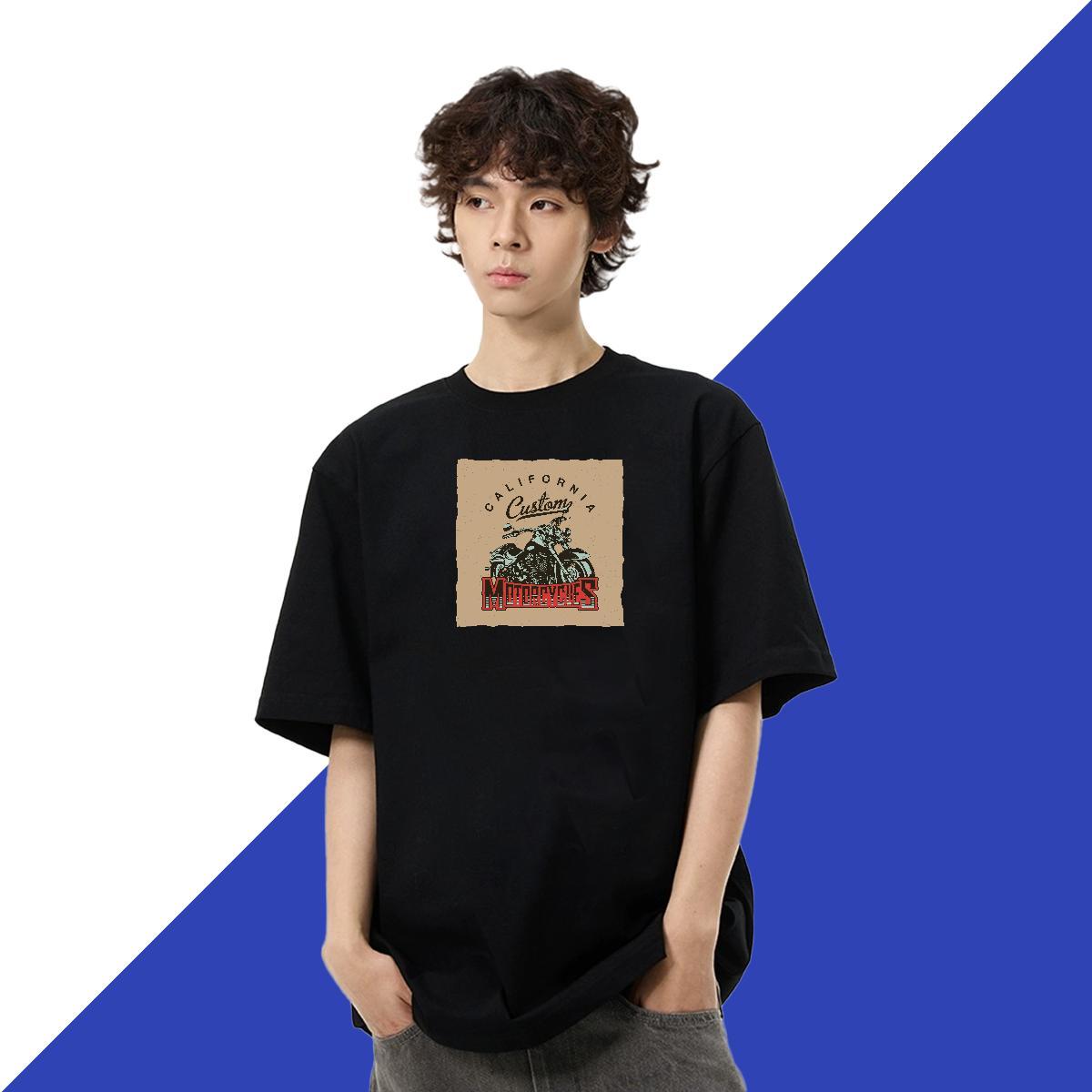 Free Shipping Men Tops Tees 230g Pure Cotton Daily Wear Motorcycle DIY Anime Breathable Short Sleeve 2024 DIY Man T Shirts Tee Shirt