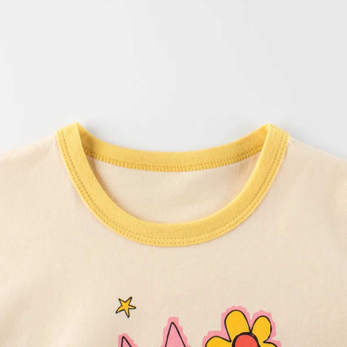 T-shirts 1-9T Toddler Kid Tshirt Baby Girl Summer Clothes Infant Cotton T Shirt Short Sleeve Cat Print Basic Top Childrens Tee OutfitL24729