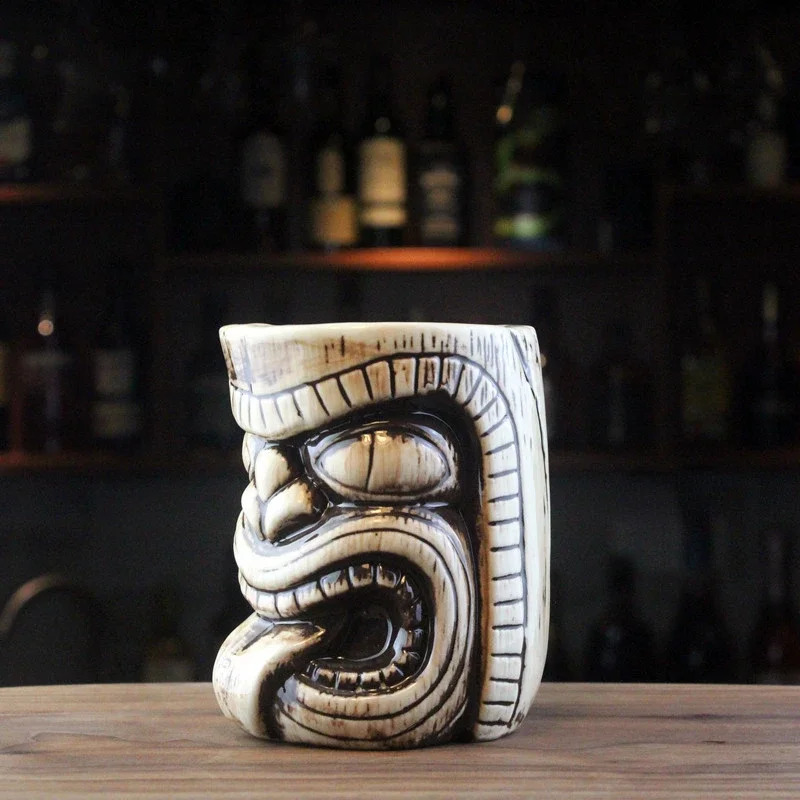 Ceramic Vase 480ml Creative TIKI MUG Hawaii Cocktail Martini Cups Ceramic Mask Cup Funny Cocktail Tiki Cups Bookshelf Decoration 240729
