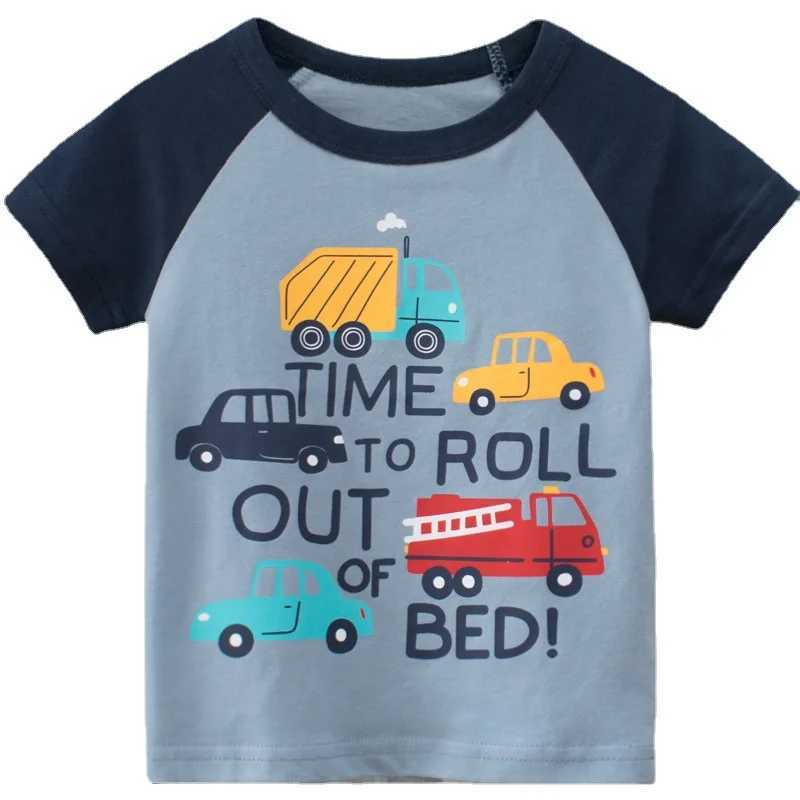 T-shirts 1-9T Toddler Kid Tshirt Baby Boy Clothes Summer Cotton Infant T Shirt Short Sleeve Basic Top Cars Print OutfitL24729