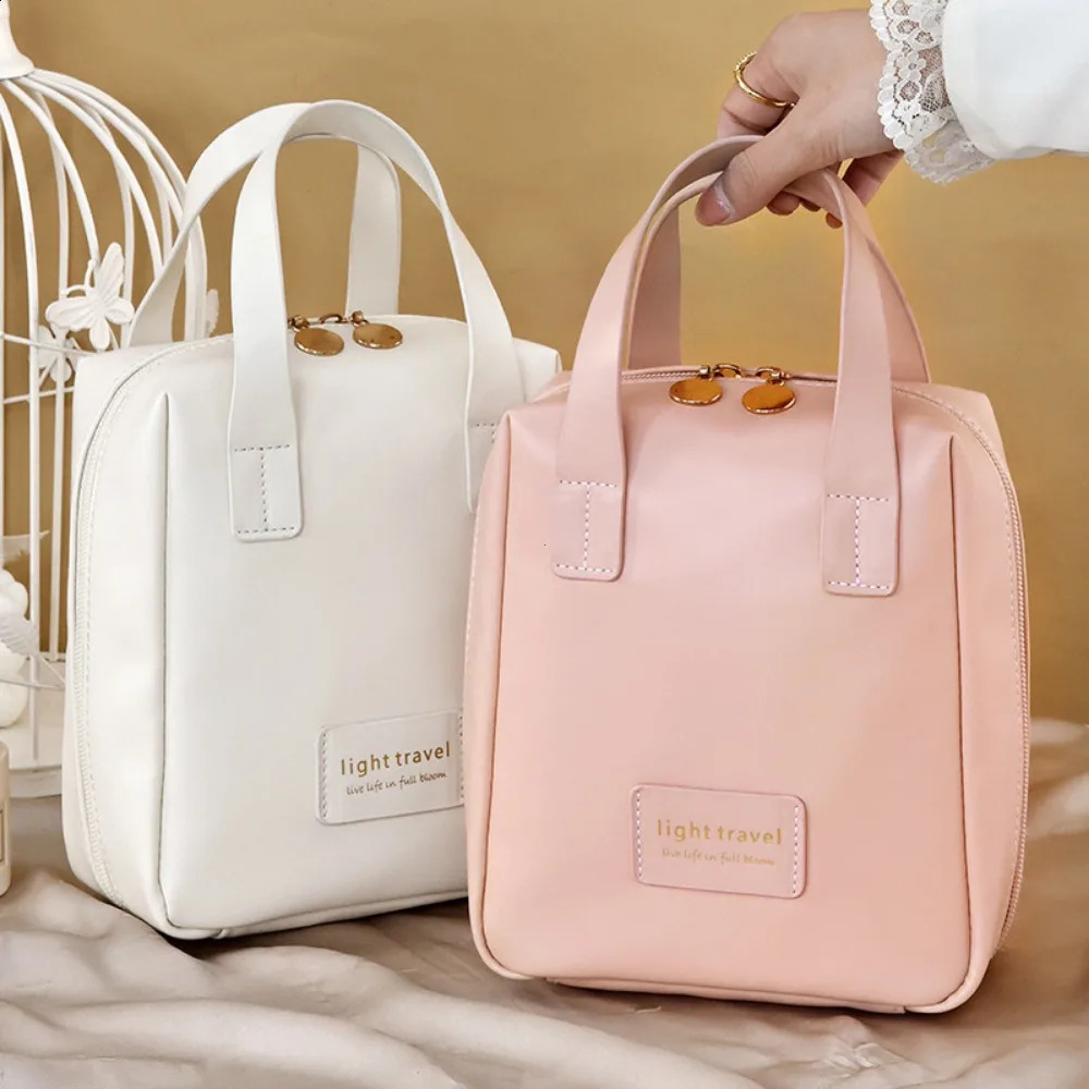Large Capacity Travel Cosmetic Bag Portable Leather Toiletry Bag with Handle Organizer Multifunctional Waterproof Makeup Bag 240729