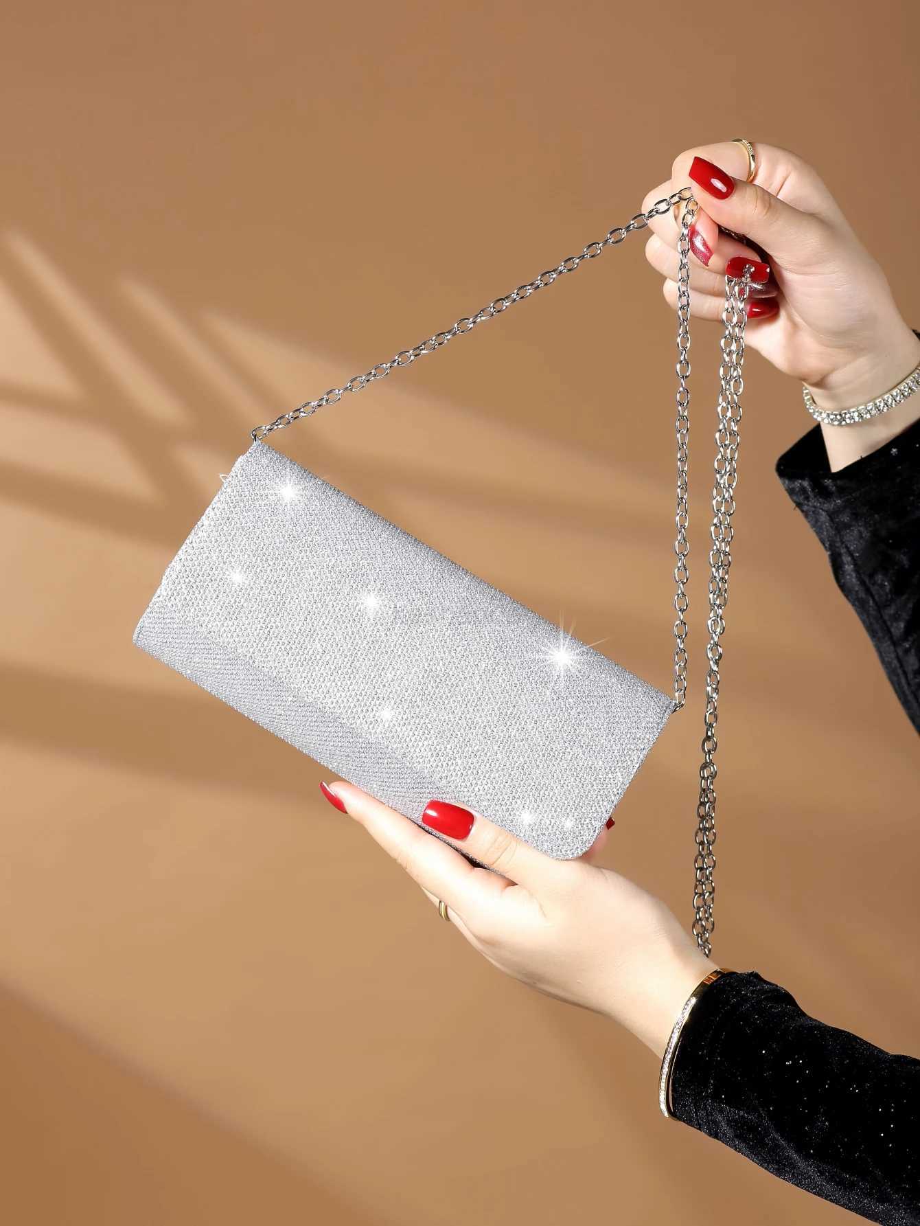 Glamorous Elegant Exquisite Quiet Luxury Sequin Stylish Luxury Shiny Mini Glitter Flap Square Bag Evening BagXJ240729