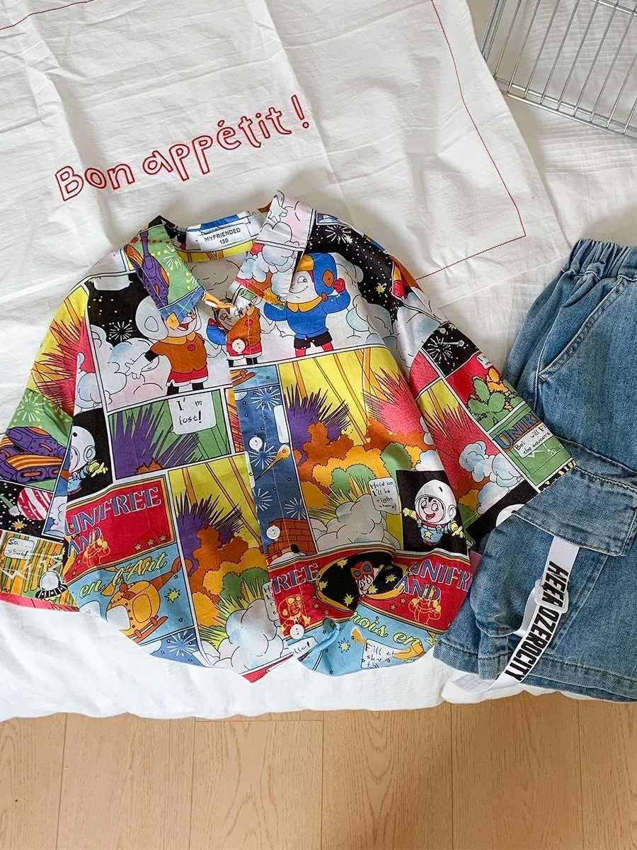 Childrens clothing boys short sleeved summer shirt childrens half sleeved summer top 2022 new fashionW240729