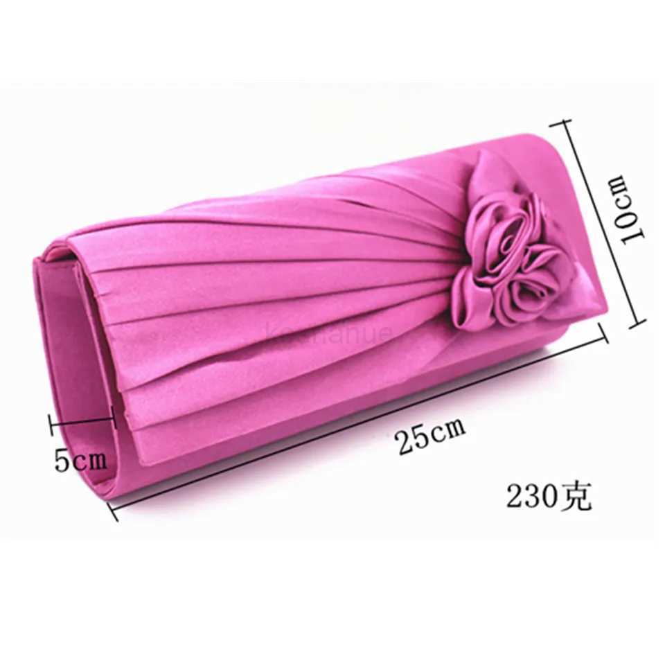 Trendy Rose Evening Purse Women Satin Handbag Dinner Clutch Fashion Banquet Wedding Party Chain Shoulder Crossbody Bag Money BagXJ240729