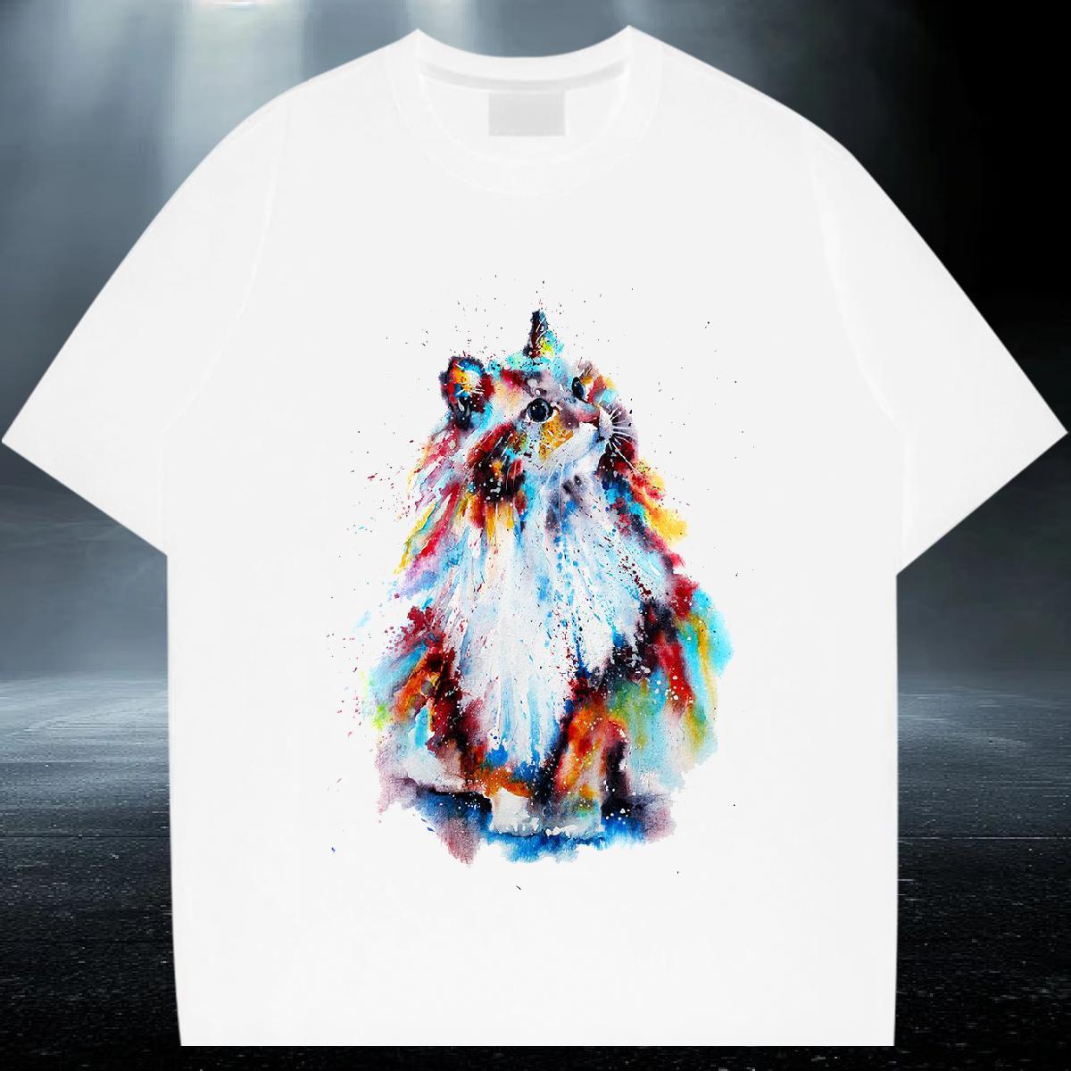 High Quality Tshirts 230g 100% Cotton Spring Summer cat Graphic O Neck Short Sleeves 2024 Designer Man T Shirts Tees Shirts