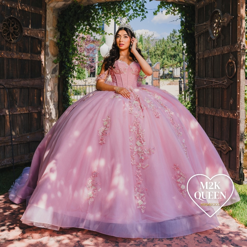 Pink Sequin Off The Shoulder Quinceanera Ball Gown Sweet Appliques Beads Tulle Princess Party Prom Dress Vestidos De 15 Anos