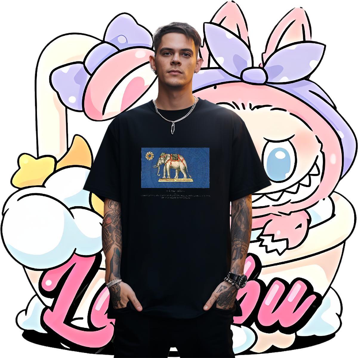 Cool Men Tops Tees 230g 100% Cotton Daily Wear elephant Oversized 3XL 4XL Short Sleeve O-Neck New Man T Shirts Tshirts