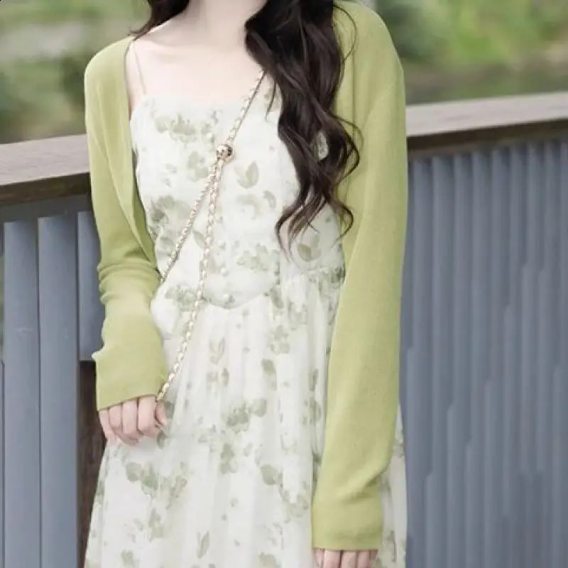 Women Summer French Print Chiffon Dress Knit Shirts Two Piece Set Lady Beach Travel Clothing Korean Dresses Suits 240729