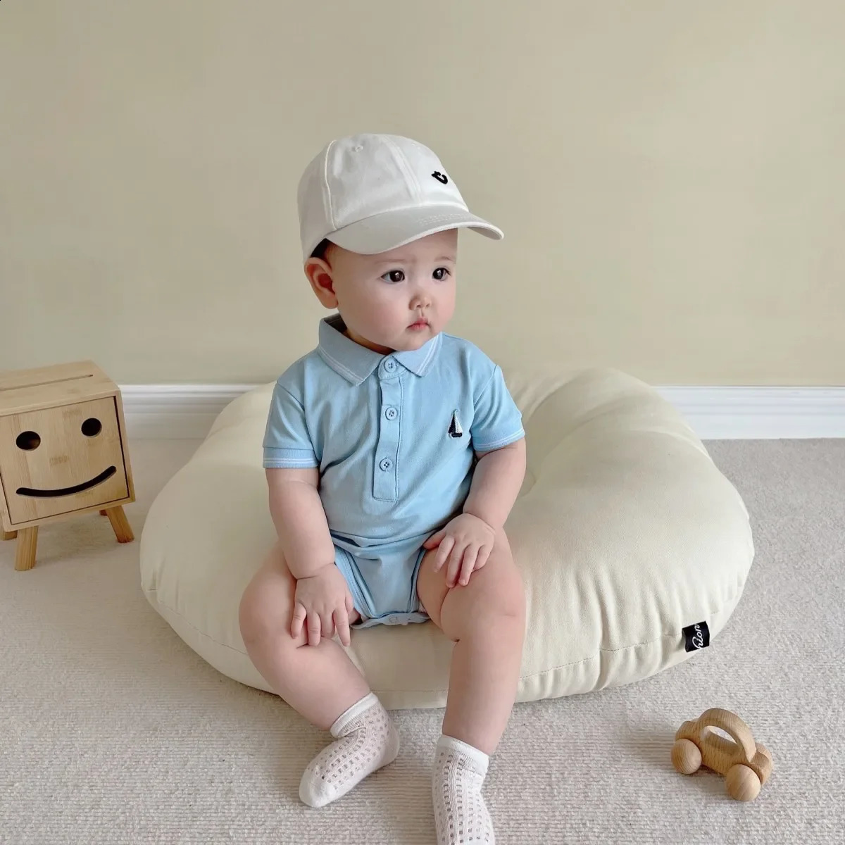 Cotton Infant Short sleeves Romper Baby Polo Shirt Kids Toddler Handsome Gentlemen Clothes 0-24M 240711