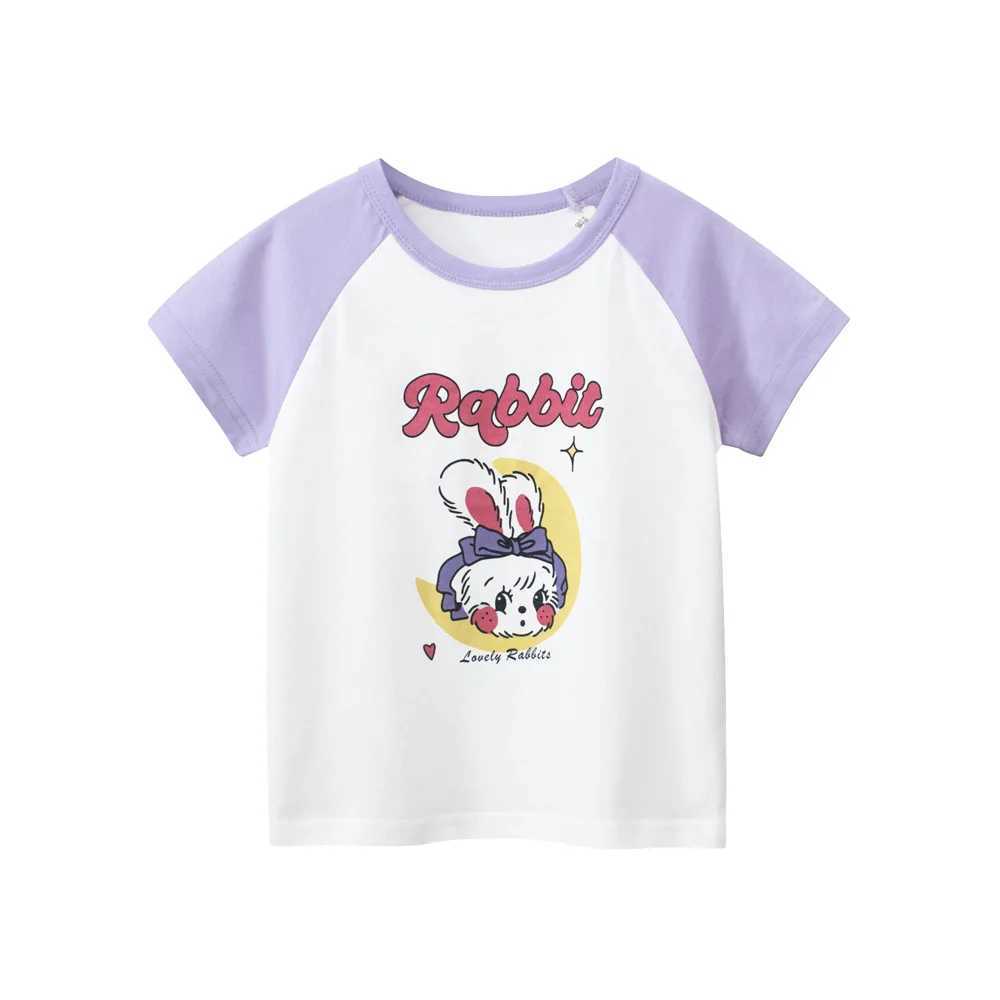 T-shirts 1-9T Infant Summer T Shirt Rabbit Print Cotton Girls Tshirt Toddler Kid Basic Top Baby Clothes Short Sleeve Tee OutfitL24729