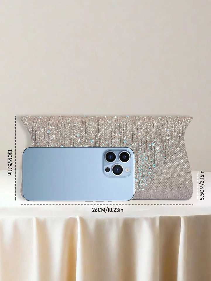 Charming Elegant Sophisticated Quiet Sequined Clutch Rhinestone Stylish Luxurious Shiny Glitter Evening bagXJ240729