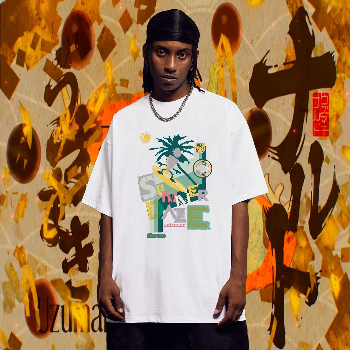 Cool Men Clothes T-Shirt 230g 100% Cotton Hip Hop beach Oversized 4XL Short Sleeve O-Neck Classic T shirt Tshirts