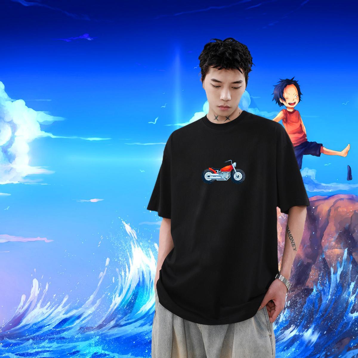 TOP Quality Mens Tshirts 230g 100% Cotton Daily Wear Motorcycle White Plus Size Round Neck Short Sleeve Fashion Casual T Shirt For Man Tees Shirts