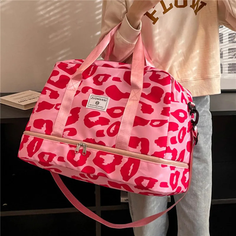 Fashion Waterproof Travel Fitness Bag Portable Nylon Women Sport Clothes Storage Pack Multifunction Dry Wet Separation Gym Pouch 240729