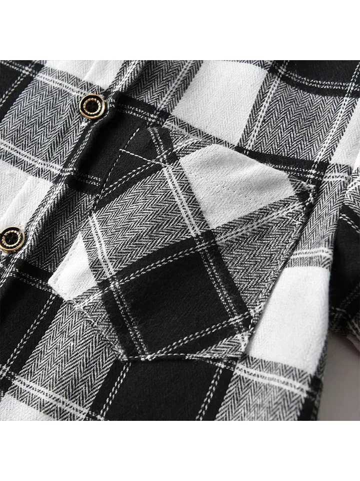 Childrens clothing boys plain weave shirt childrens casual long sleeved shirt boys thin lapel top childrens smallest casual shirtW240729