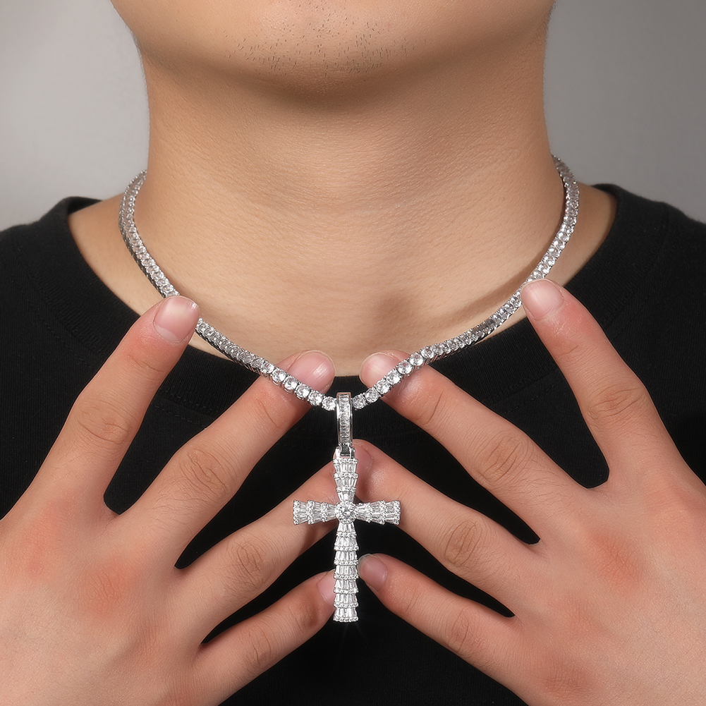 Hip Hop Multilayer Cross Pendant Necklace Full 5A Zircon Cool Men 18k Real Gold Plated Religion Jewelry