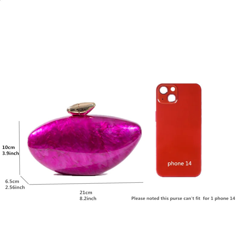 Acrylic shell shape clutch bag gold silver blue women evening party cute metal shiny purse handbag wholesale 240729