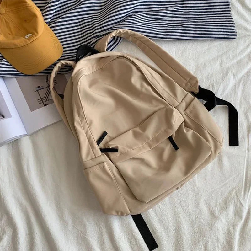 Backpacks Women Solid Black Large Capacity Backpack Trendy Ulzzang Harajuku Casual Zipper Waterproof Bag Students Japanese Style 240813