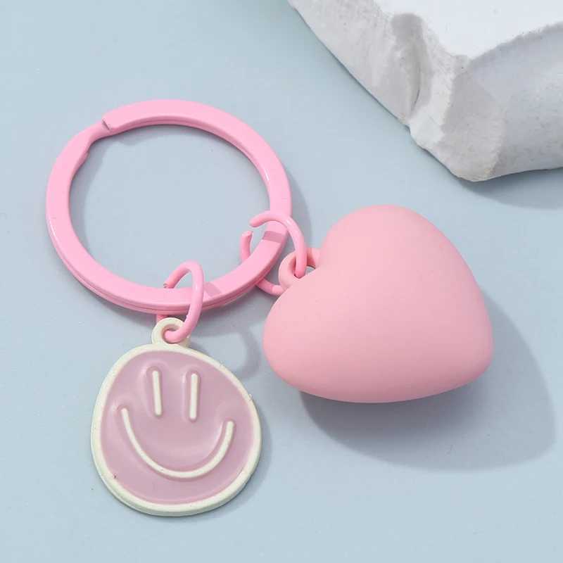 Cute Heart Keychains Pink Smile Love Romantic Key Rings Good Gift For Women Girlfriend Handbag Accessories DIY Handmade JewelryL240729