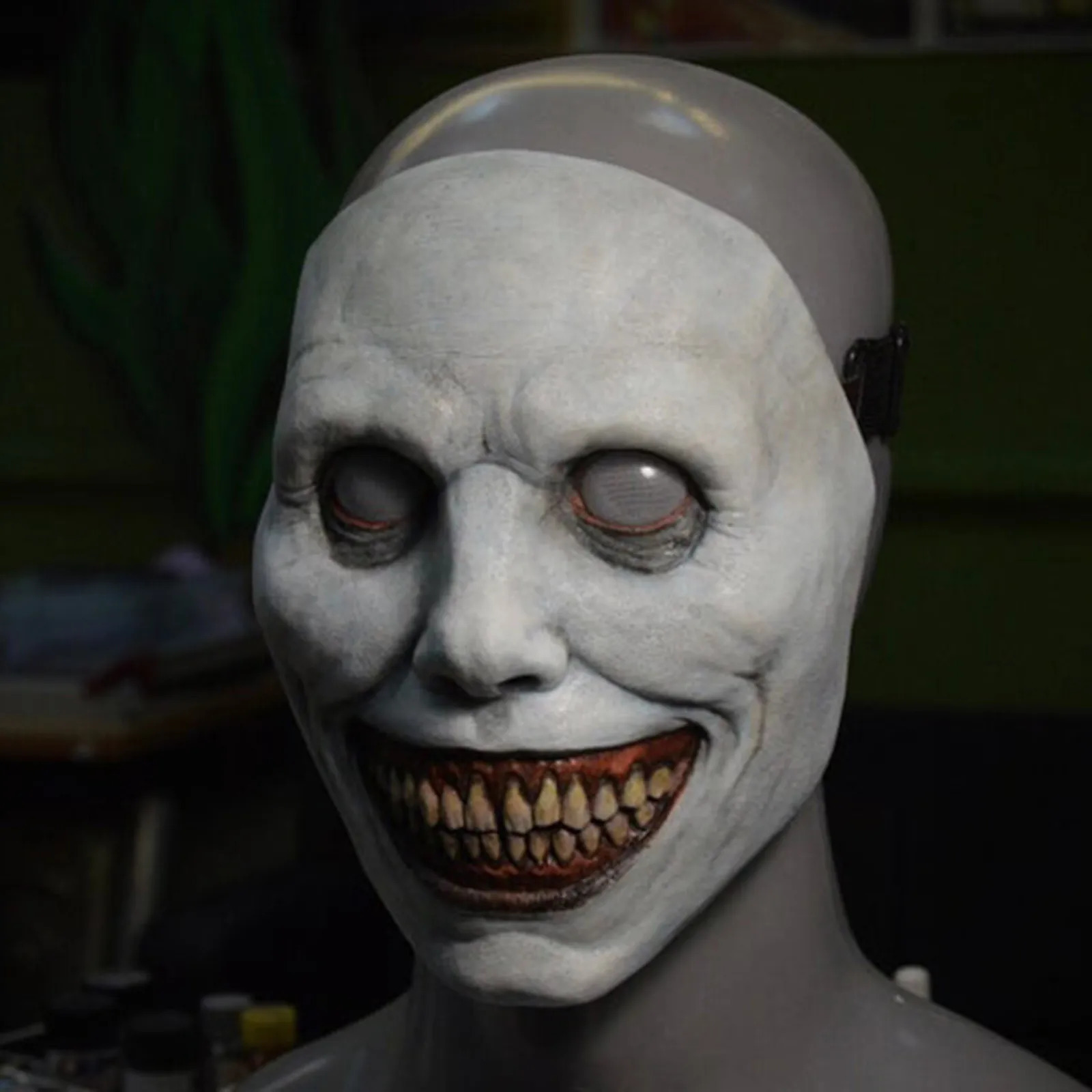 Halloween Mask Scary Smiling Demon White Eye Horrible Devil Coser Creepy Horror Mask Evil Cosplay Scariest Masked Ball Accessori 240729