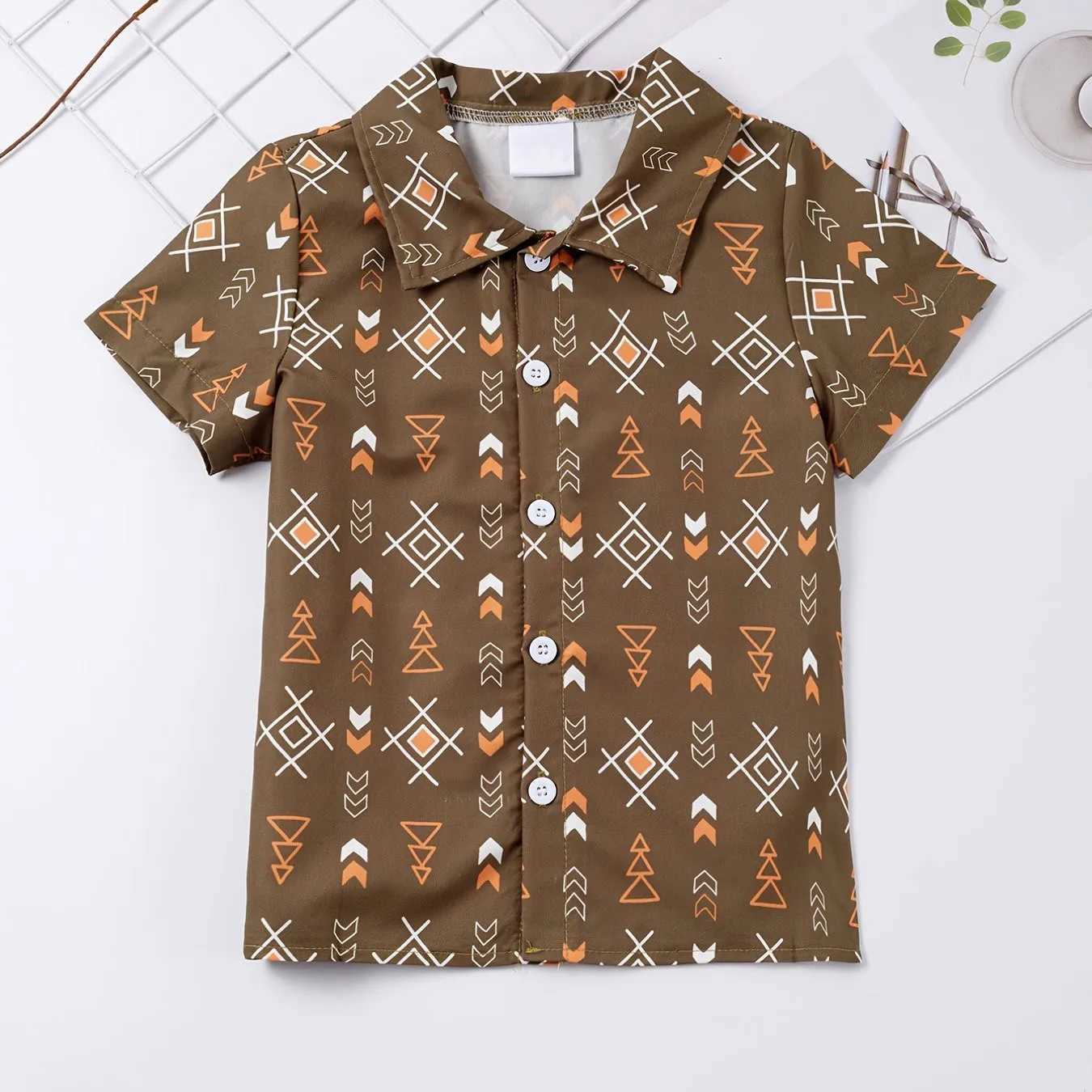 Cartoon pattern printing boys creative floral shirt casual short sleeved lapel shirt boys clothing childrens summer outdoorW240729