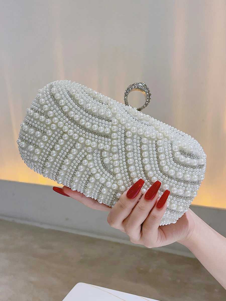 Elegant Pearl Rhinestone Clutch Glitter Dinner Clutch Purse Classic Banquet Handbag For Wedding Party PromXJ240729