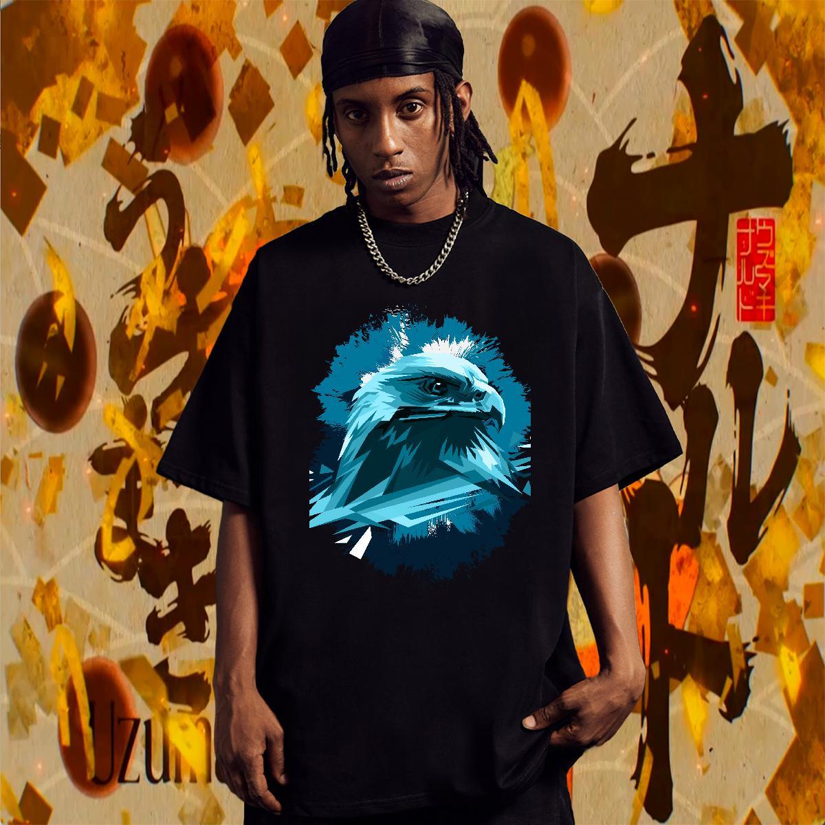 Popular Men Tops Tees 230g 100% Cotton Casual Beach eagle Oversized 4XL Crew Neck Breathable Wholesale T shirt Polos
