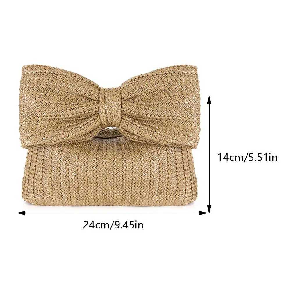 Summer Straw Woven Clutch Bag Women Bow Purse Vacation Beach Tote Party Wedding 2024 New Luxury Design Evenging Handbags PursesXJ240730