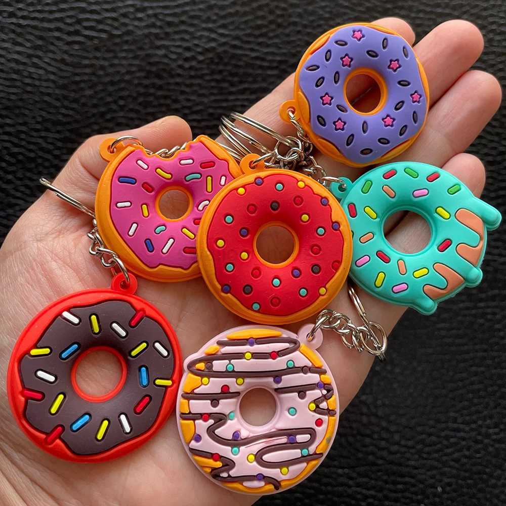 Creative Sweet Donut Keychain Party Favors Kids Food Pendant Keyrings Bagpack Ornaments Accessories Christmas New Year GiftsL240729