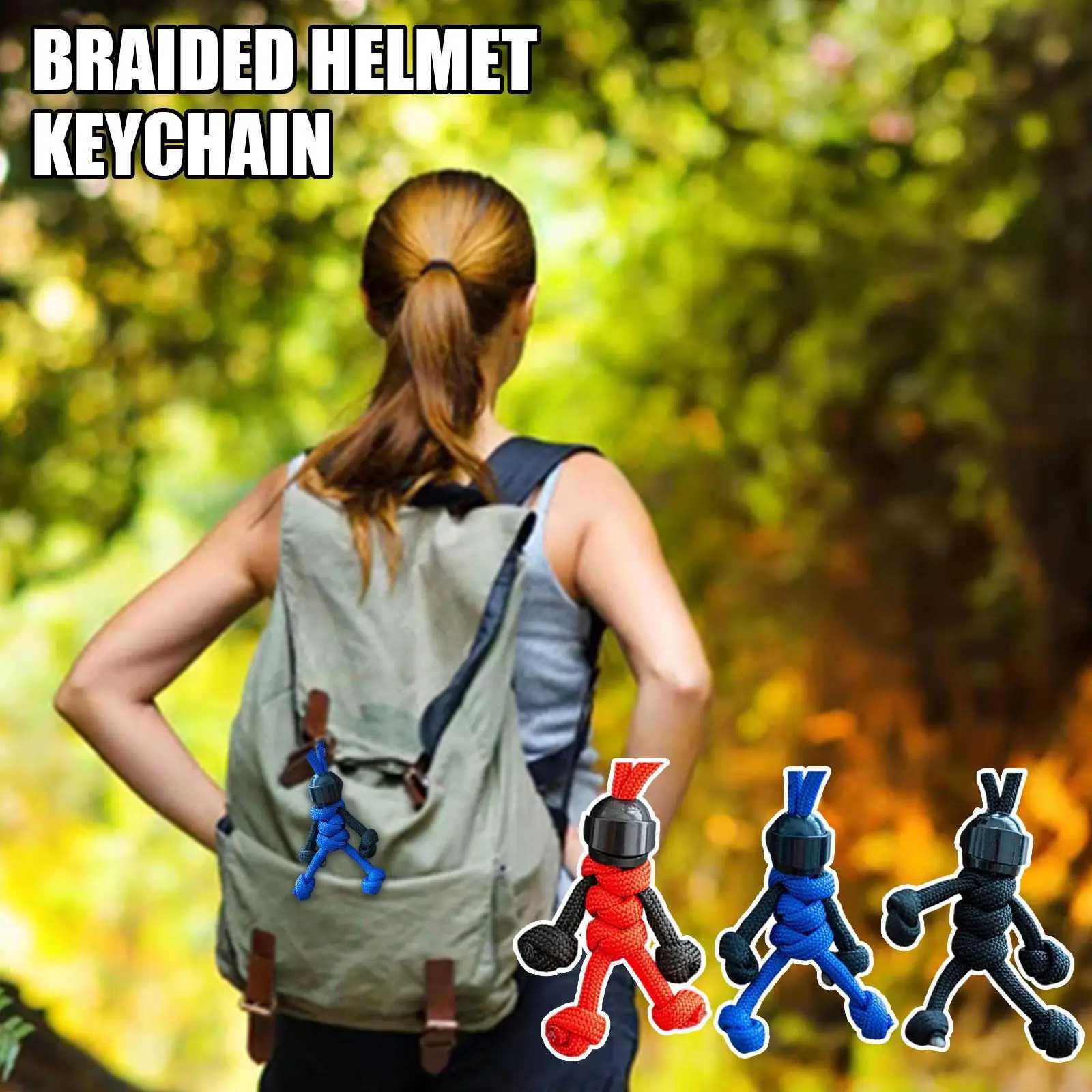 Handmade Compile Building Block Keychain Helmet Doll Backpack Pendant Accessories Car Biker Keyring Set Backpack Decor CraftsL240729