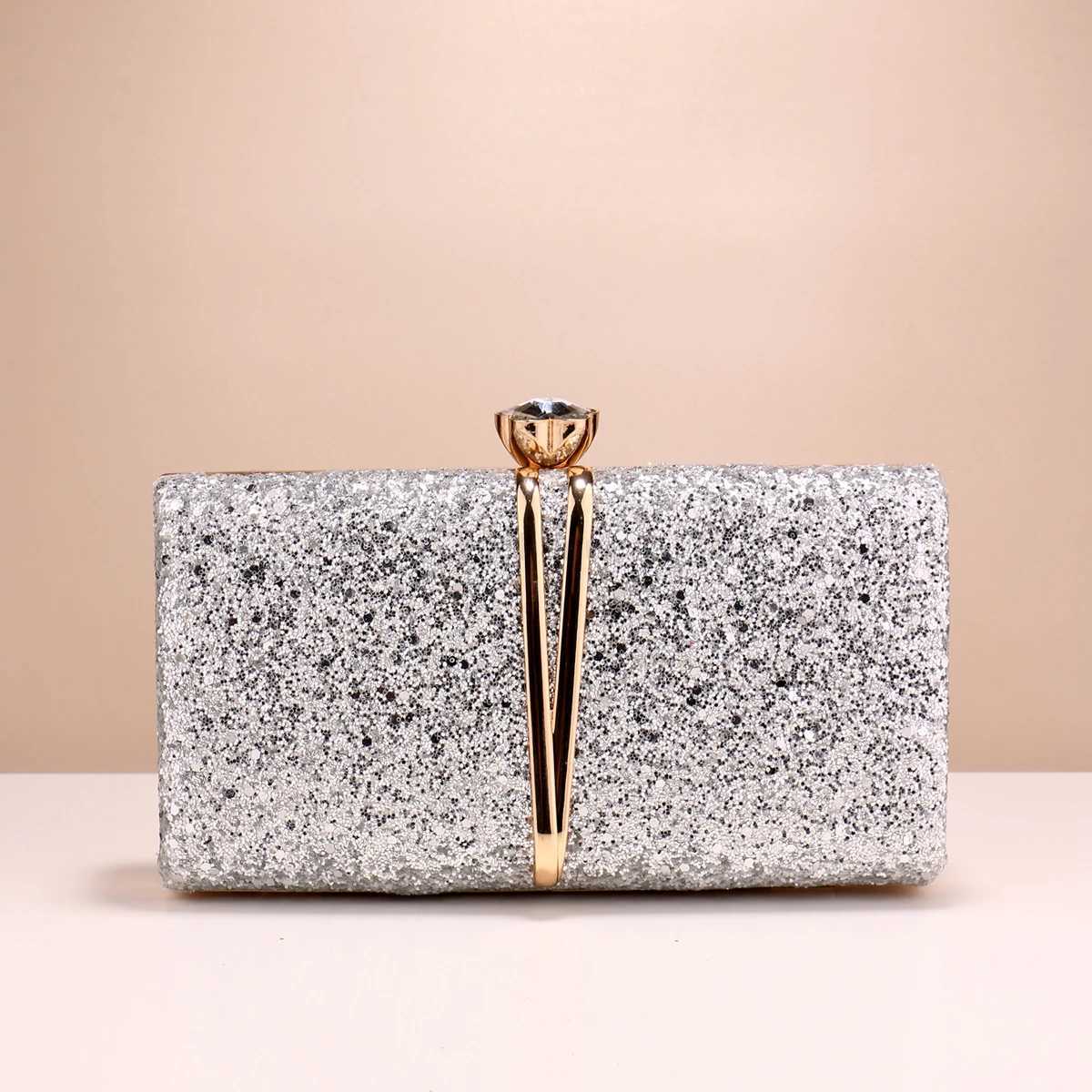 Metal Chain Evening Bags Sequined Prom Dinner Party Clutch Luxury Ladies Gift Mini Handbags For Wedding Party Female HandbagsXJ240729