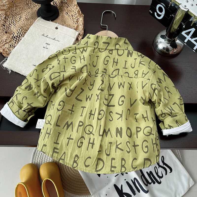 Childrens shirts spring thin shirts baby boy stripes cotton tops long sleeved shirts for children aged 1 2 3 and 4W240729
