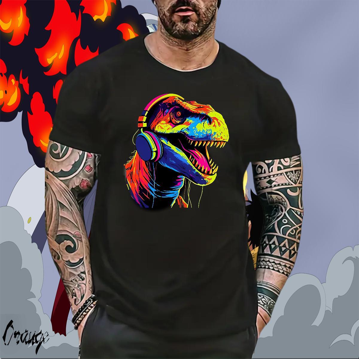 Unisex Men Clothes T-Shirt 230g Pure Cotton Spring Summer dinosaur Oversized Breathable Short Sleeve Fashion T Shirts Men Tees