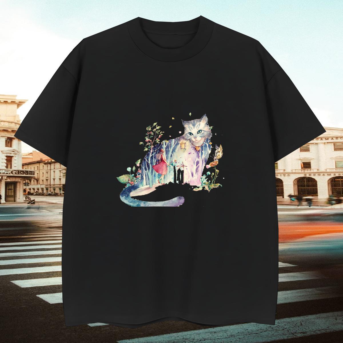Loose Mens Tshirts 230g Cotton Casual Beach cute Anime Print Pure Cotton DIY Men T Shirts Tops Shirt