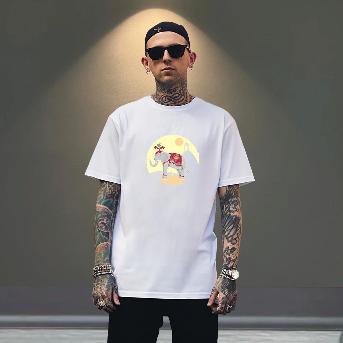Free Shipping Men Tops Tees 230g Pure Cotton Anime Printing Street elephant Custom Printing Breathable DIY Customized T Shirt For Man Tees Shirts