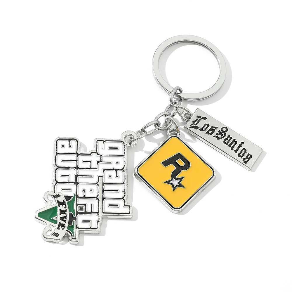 Muti-Pendant Key Holder PS4 Xbox PC Keyfob Game GTA V Grand Theft Auto 5 Keychain For Fans Key Chains Key Ring llaverosL240729