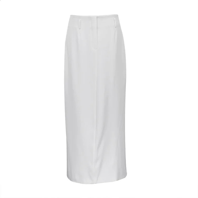Casual White Straight Skirts Woman Fashion Elegant High Waist Long Skirts Simple Office Lady Skirt Female Clothing 240729