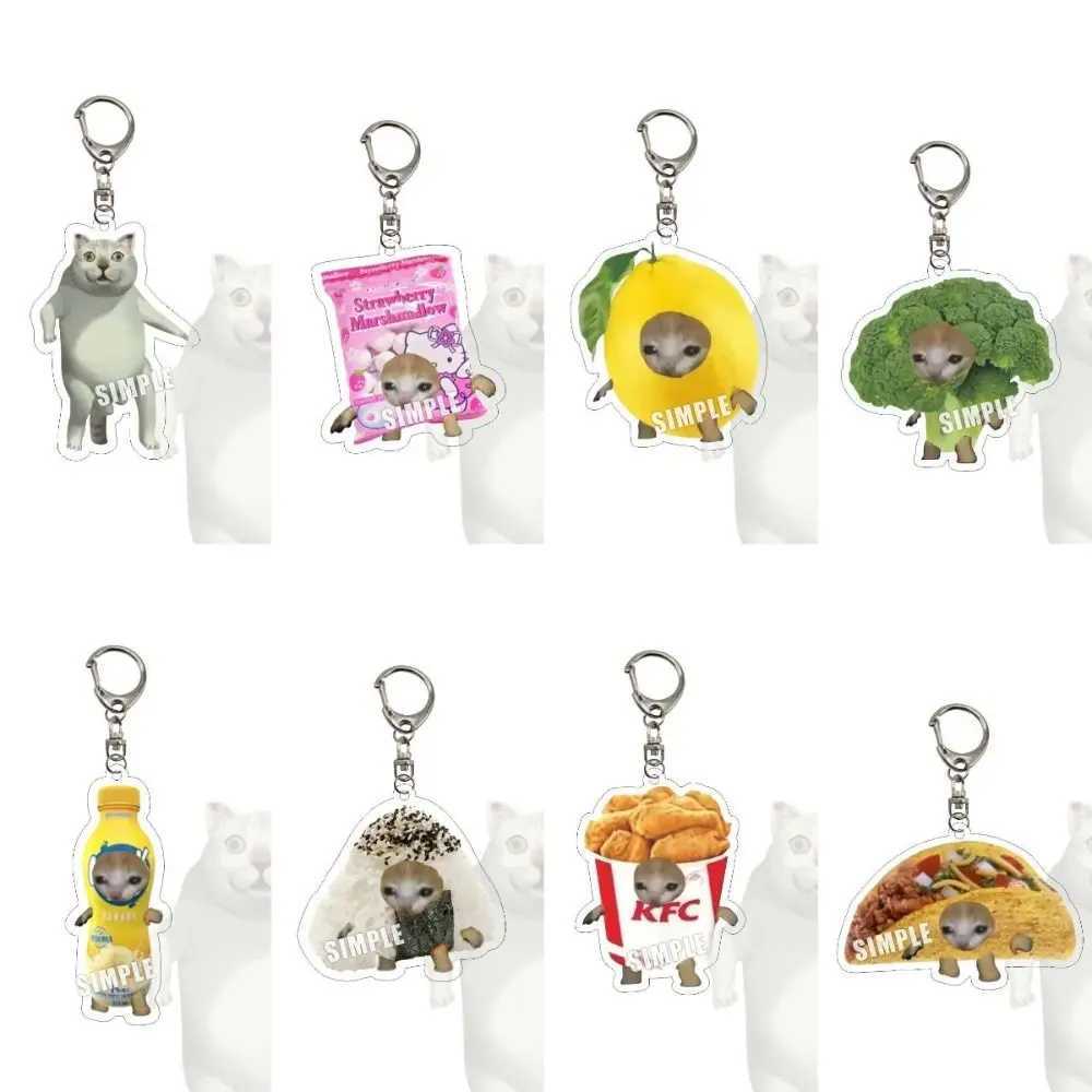Happy Cat Happy Cat Keychain Bag Ornaments Backpack Charm Pendant Food Cat Keyring Food Cat DIY Jewelry Male/FemaleL240729